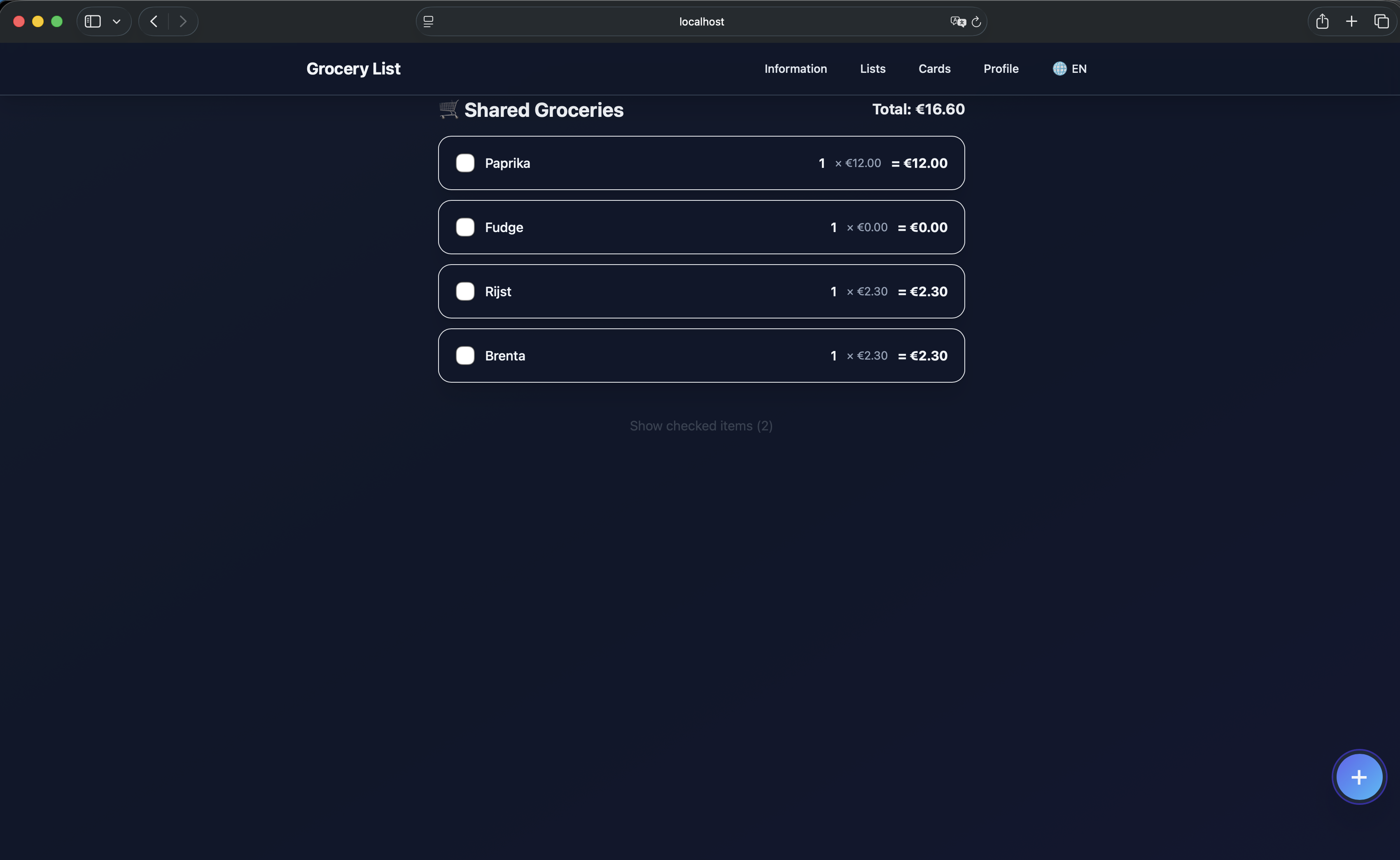 Open lijst met items